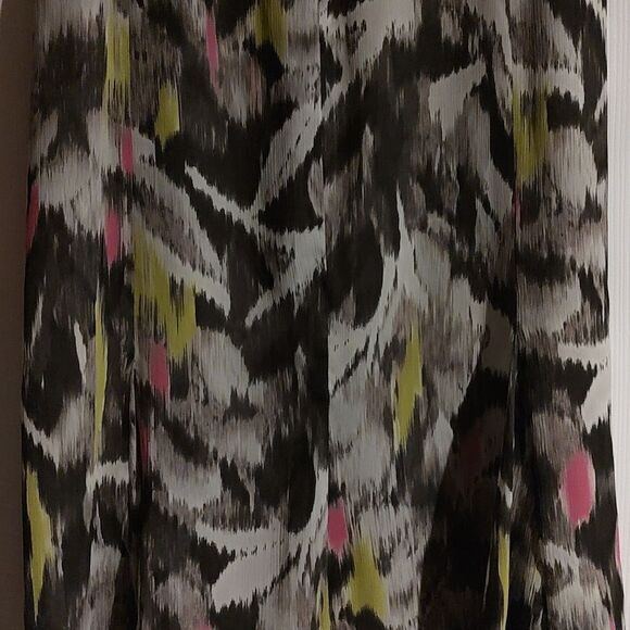 Jones Wear dark gray yellow hot pink light gray a line skirt  Sz 12 NWOT - Picture 2 of 4
